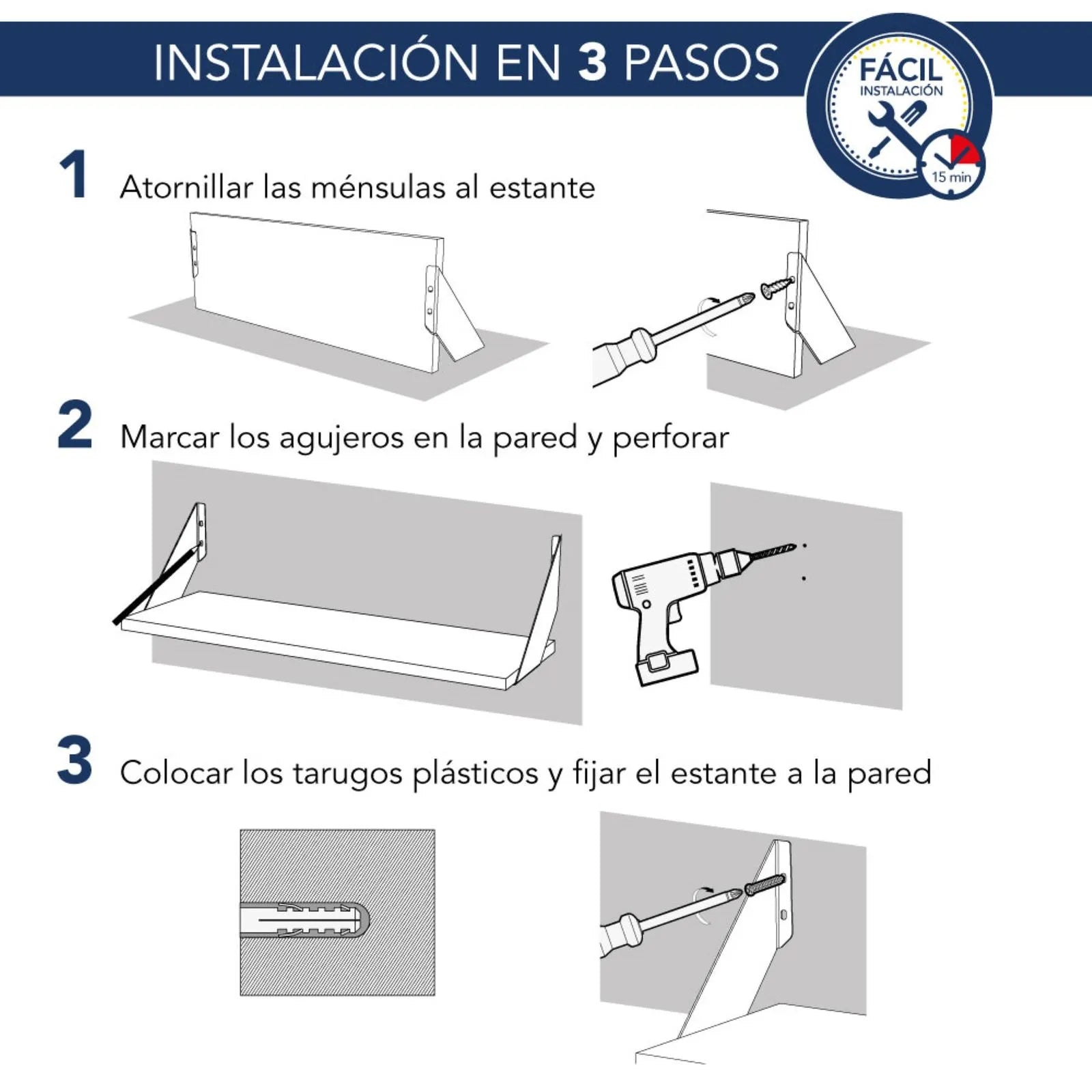 Estante kit Centro Estant con soporte 60 x 20 cm. wengué