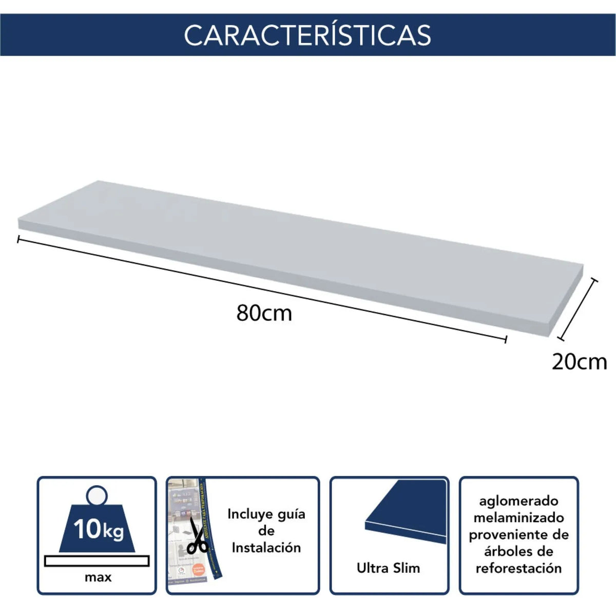 Estante slim Centro Estant 80 x 20 cm. wengué