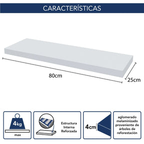 Estante flotante Centro Estant 80 x 25 cm. wengué