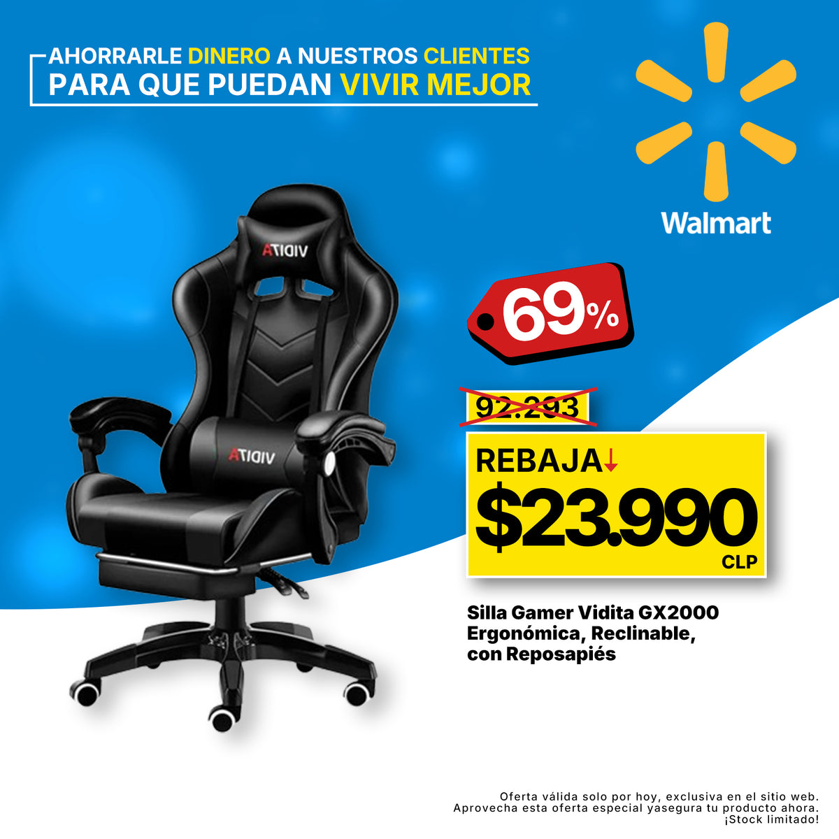 Silla Gamer Vidita Gx2000 Ergonómica Presidencial Reclinable Con Reposapiés Videojuego Pc Profesional