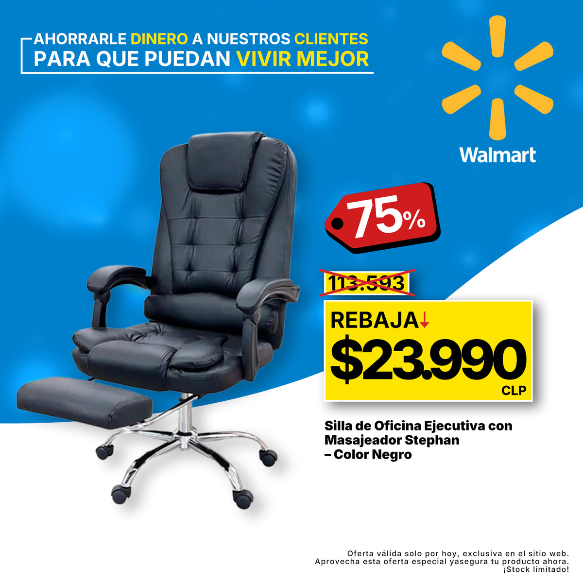 Silla De Oficina Masajeador Presidencial Stephan - Desillas Color Negro