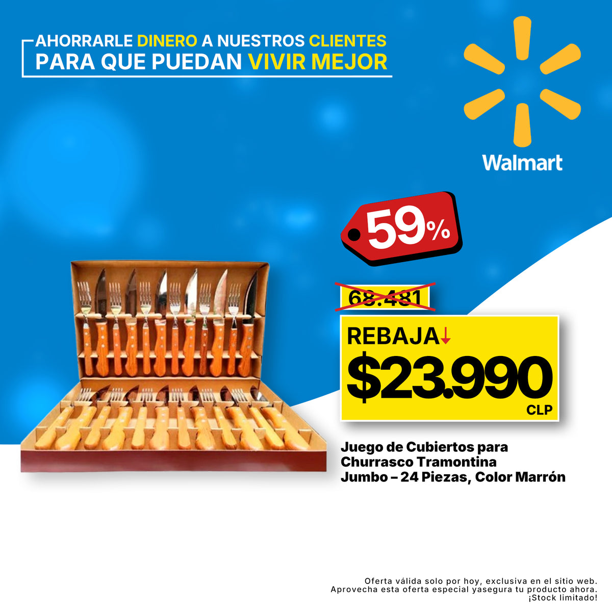 Juego De Cubiertos Churrasco Tramontina Jumbo 24 Piezas Color Marrón